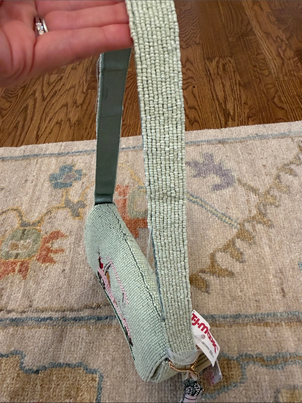Green Golf Cart Crossbody Bag - Beaded Shoulder Purse - Picture 2 of 4